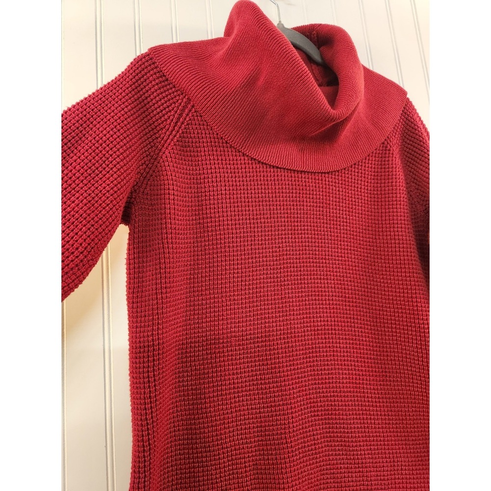 Michael Kors Women's Red Waffle Knit Cowl Neck Sweater Size M Warm Cozy Classic - Picture 3 of 7